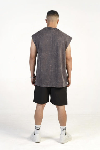 Acid Wash Waffle Vest (CHARCOAL)