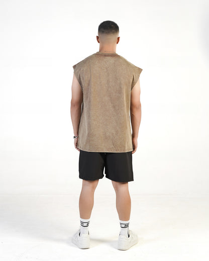 Acid Wash Waffle Vest (BEIGE)