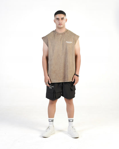 Acid Wash Waffle Vest (BEIGE)