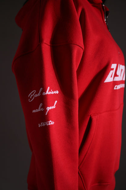 Red Half Zipper Hoodie