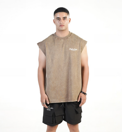 Acid Wash Waffle Vest (BEIGE)